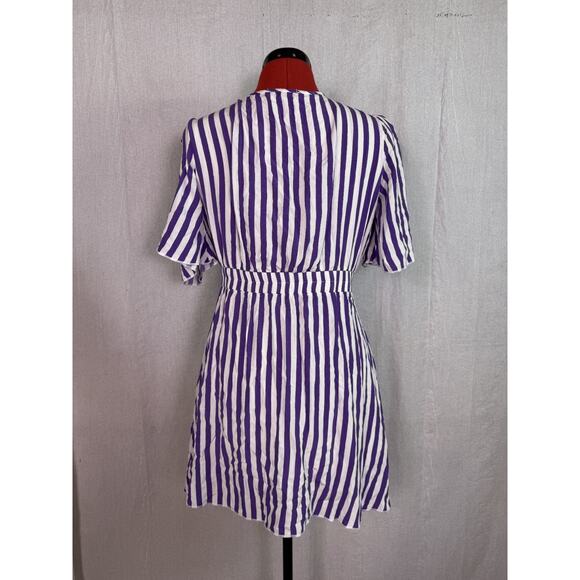 Pretty Garden Womens Dress size Small Mini Purple Striped Beach Boho E106 - Picture 5 of 12